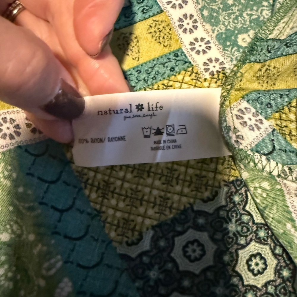 NATURAL LIFE Green Patchwork Print Spaghetti-Strap Tank - Picture 7 of 7